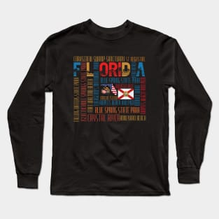 Wall of Beautiful and Famous Places in Florida Long Sleeve T-Shirt